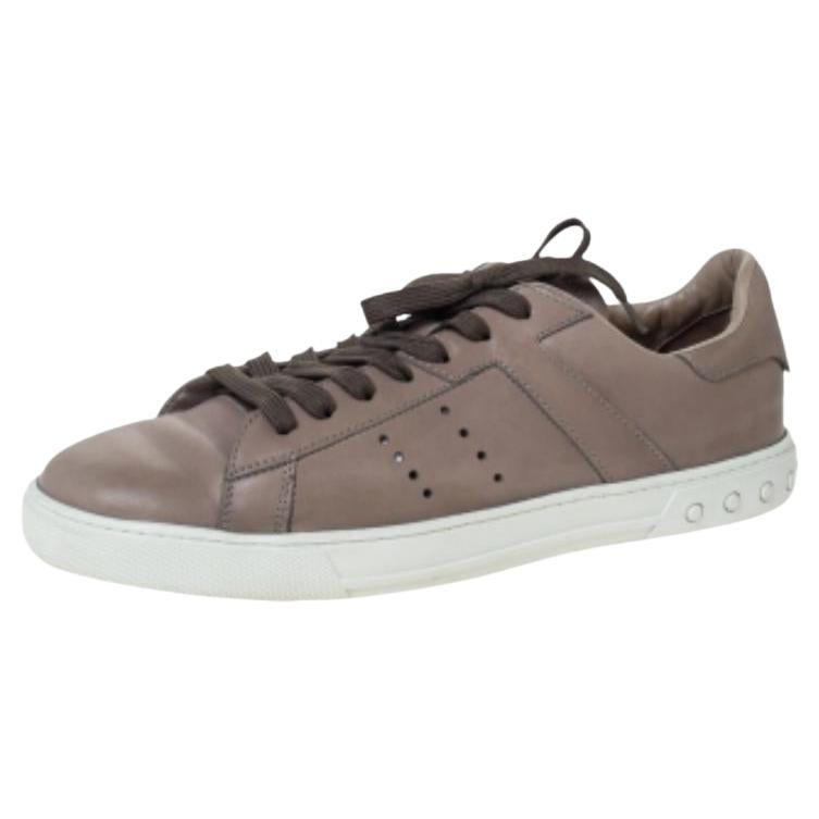 Tod's Grau Leder Perforierte Detail Low Top Spitze Up Turnschuhe Größe 45.5 im Angebot