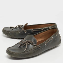 Tod's Grey Leather Slip On Loafers Size 39