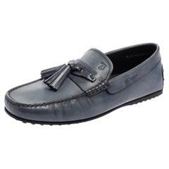 Tod's Grey Leather Slip On Loafers Size 39.5