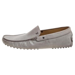 Tod's Grey Leather Slip On Loafers Size 41.5