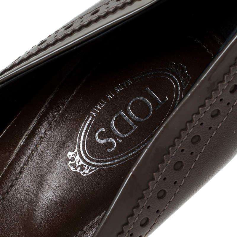 Tod's Graue Peep Toe Pumps aus Leder mit Quaste Größe 39 2
