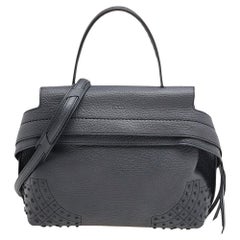 Tod's Grey Leather Wave Top Handle
