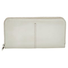 Tod's Grey Leather Zip Around Wallet