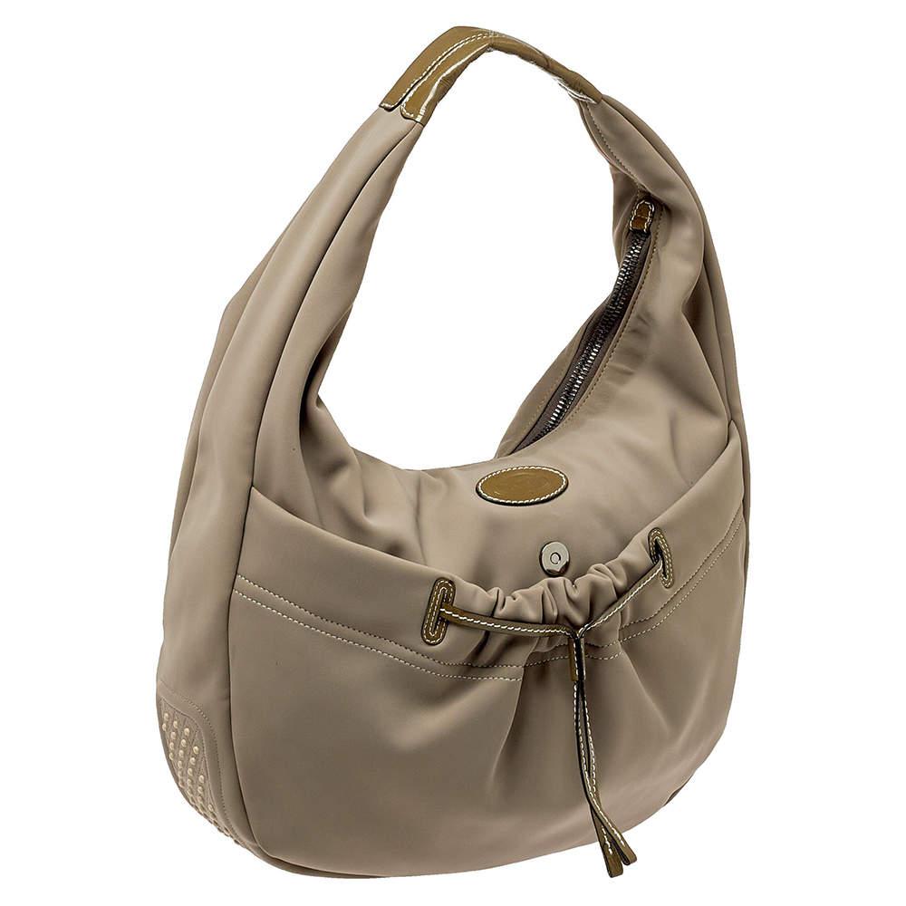 Brown Tod's Grey Neoprene Fabric Hobo