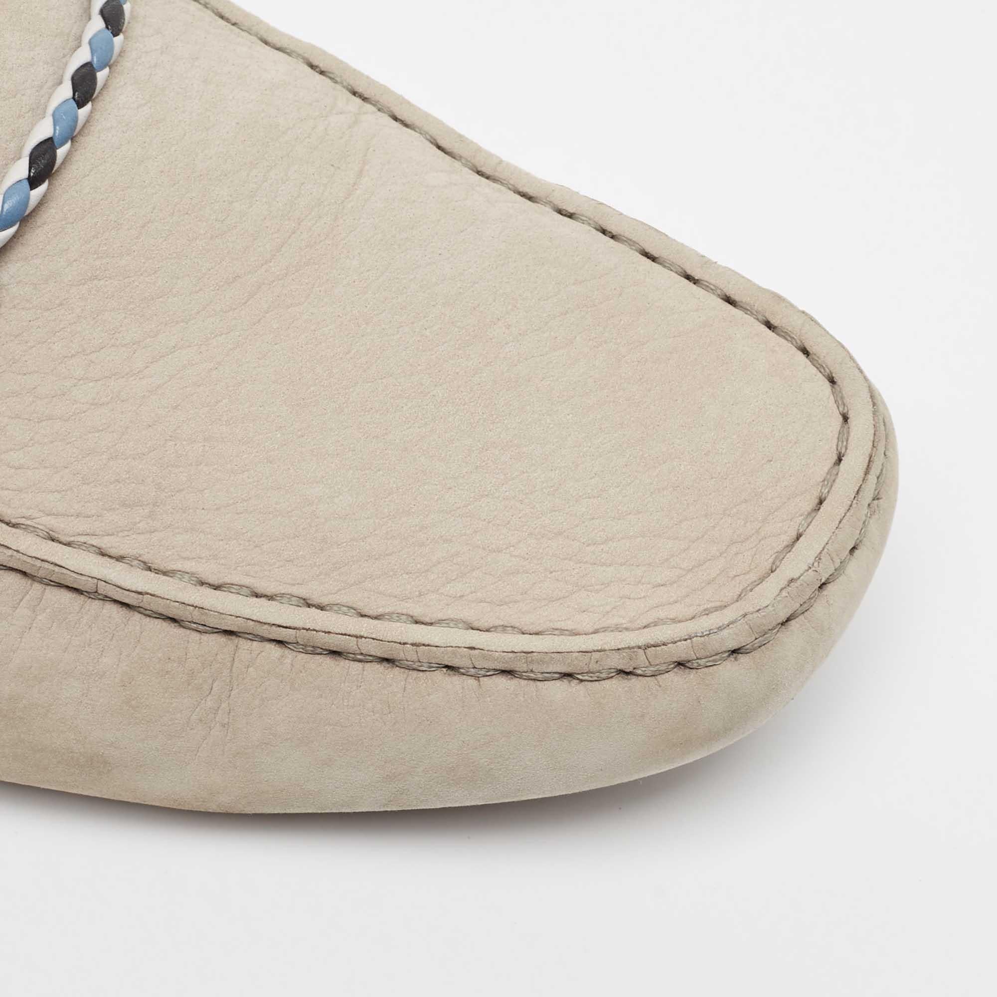 Tod's Grey Nubuck Leather Slip On Loafers Size 42 For Sale 2