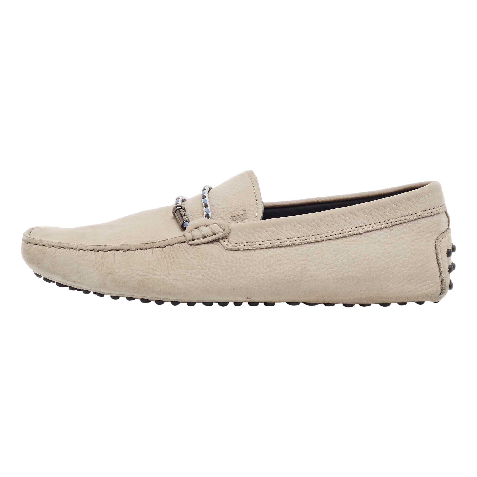 Tod's Mocasines Slip On Piel Nubuck Gris Talla 42