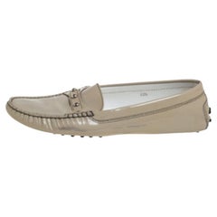 Tod's Grey Patent Leather Slip on Loafers Size 40.5