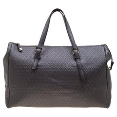 Tod's Grey Signature Embossed Leather Satchel