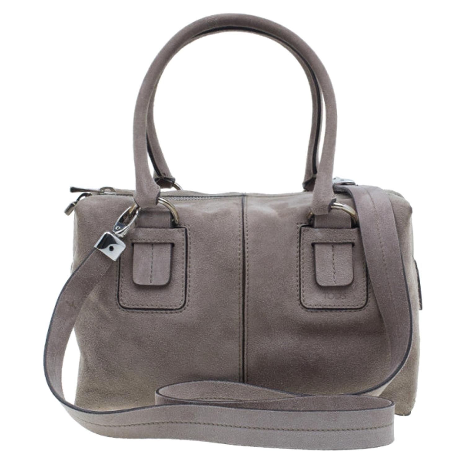 grey suede handbag