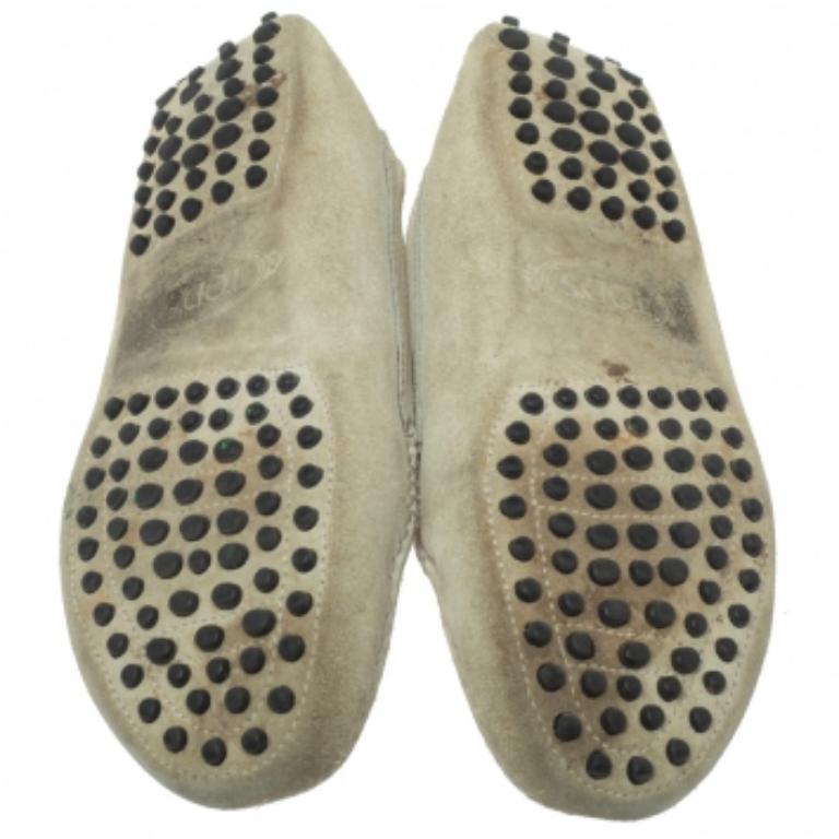 Women's Tod's Grey Suede Penny Loafers Size 37 For Sale