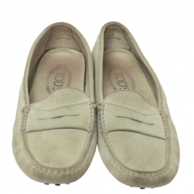 Tod's Grey Suede Penny Loafers Size 37 For Sale 2