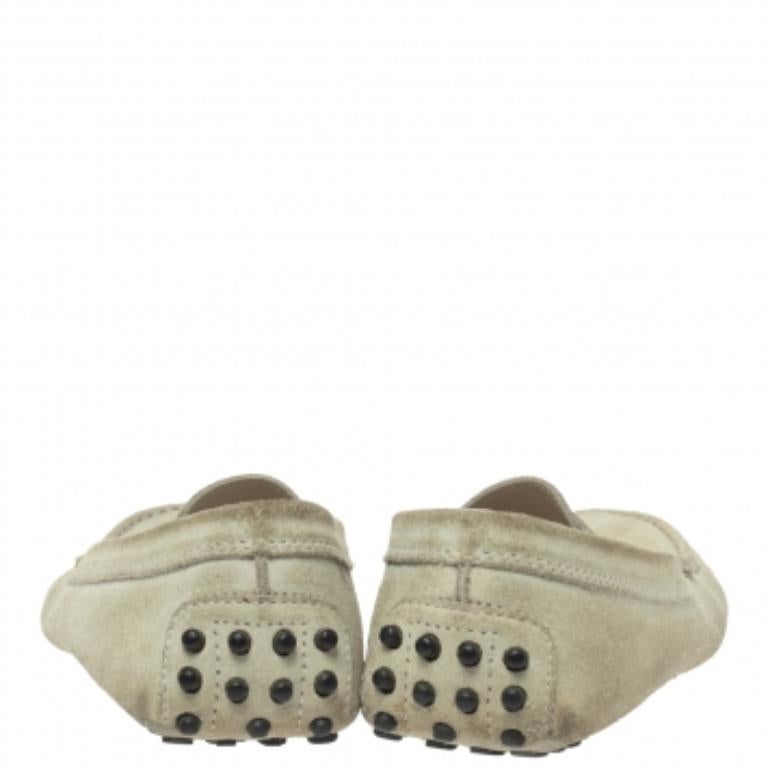 Tod's Grey Suede Penny Loafers Size 37 For Sale 3