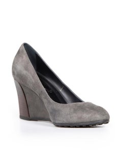 Tod's Grey Suede Wedge Pumps Size IT 35.5