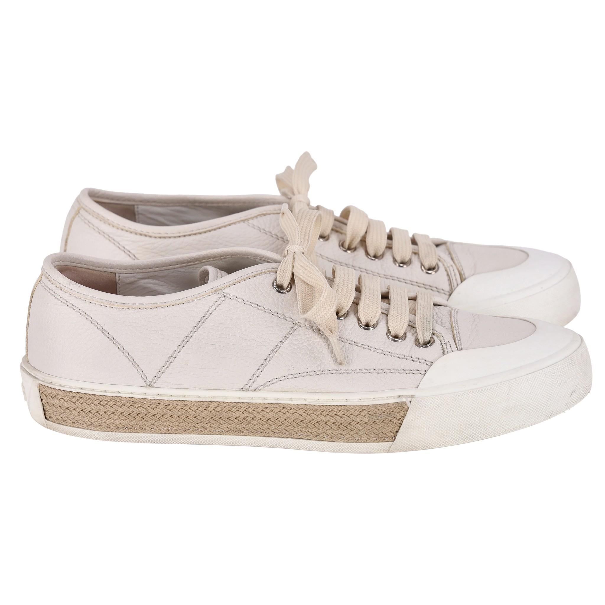 Beige Tod's Leather Sneakers For Sale