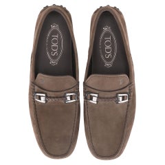 Tod's Leo Clamp City Gommino Nubuck Leather Loafers
