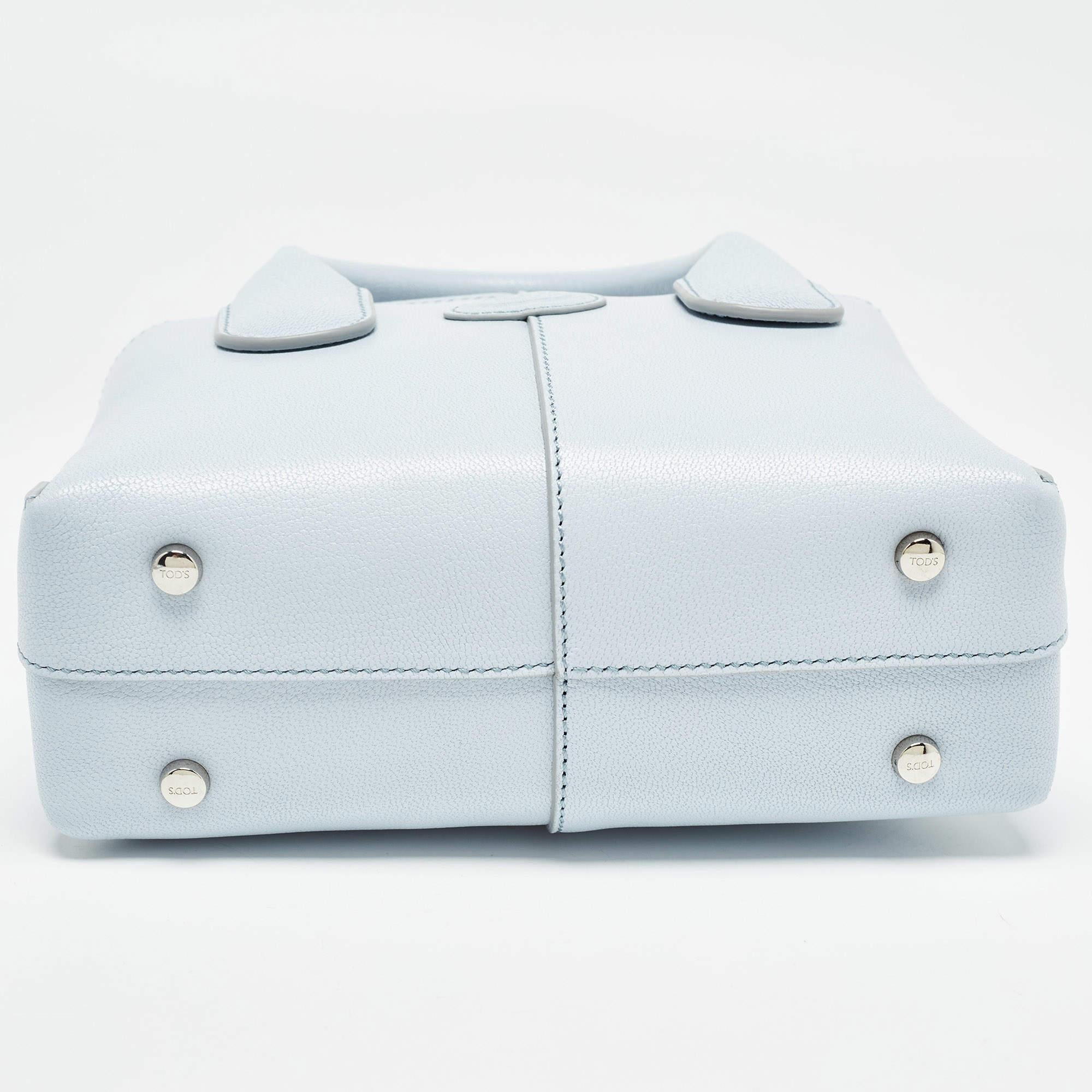 Tod's Light Blue Leather Mini Di Bag For Sale 2