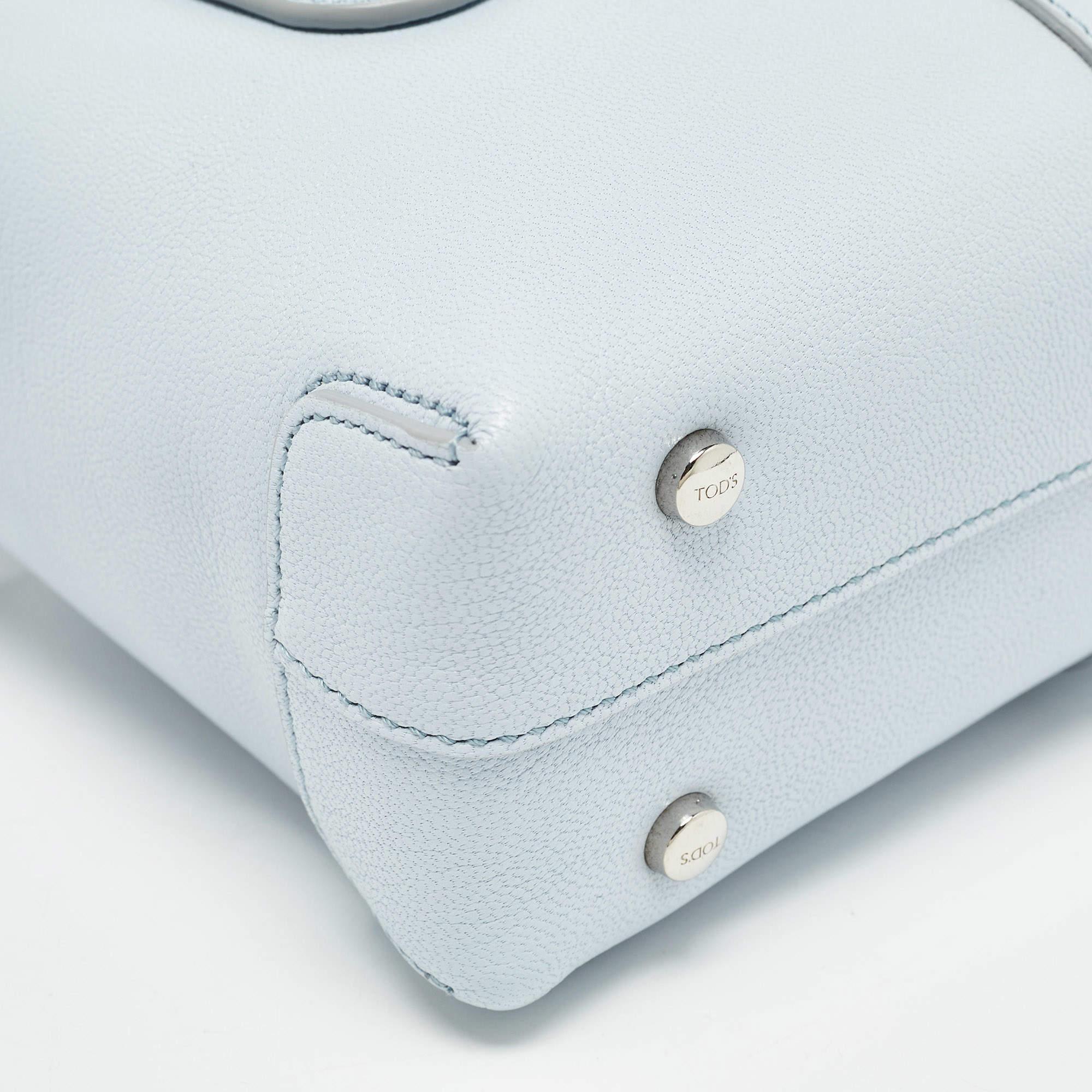Tod's Light Blue Leather Mini Di Bag For Sale 5