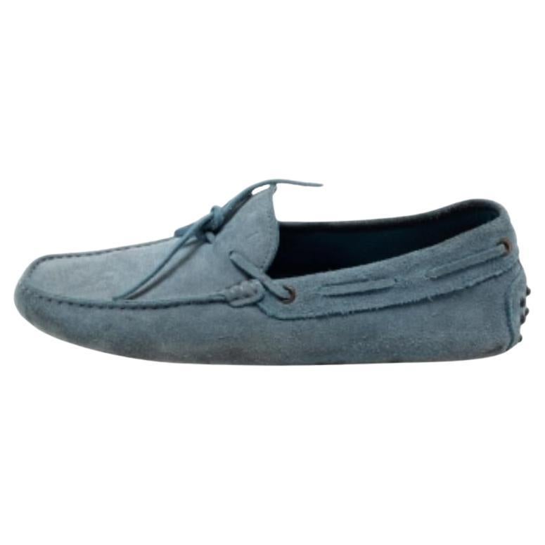 Mocassini con fiocco in pelle scamosciata blu chiaro di Tod's Taglia 41