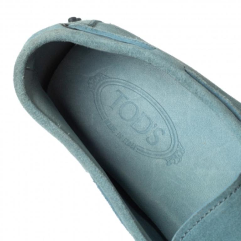 Tod's Light Blue Suede Bow Slip On  Loafers Size 44.5 For Sale 1