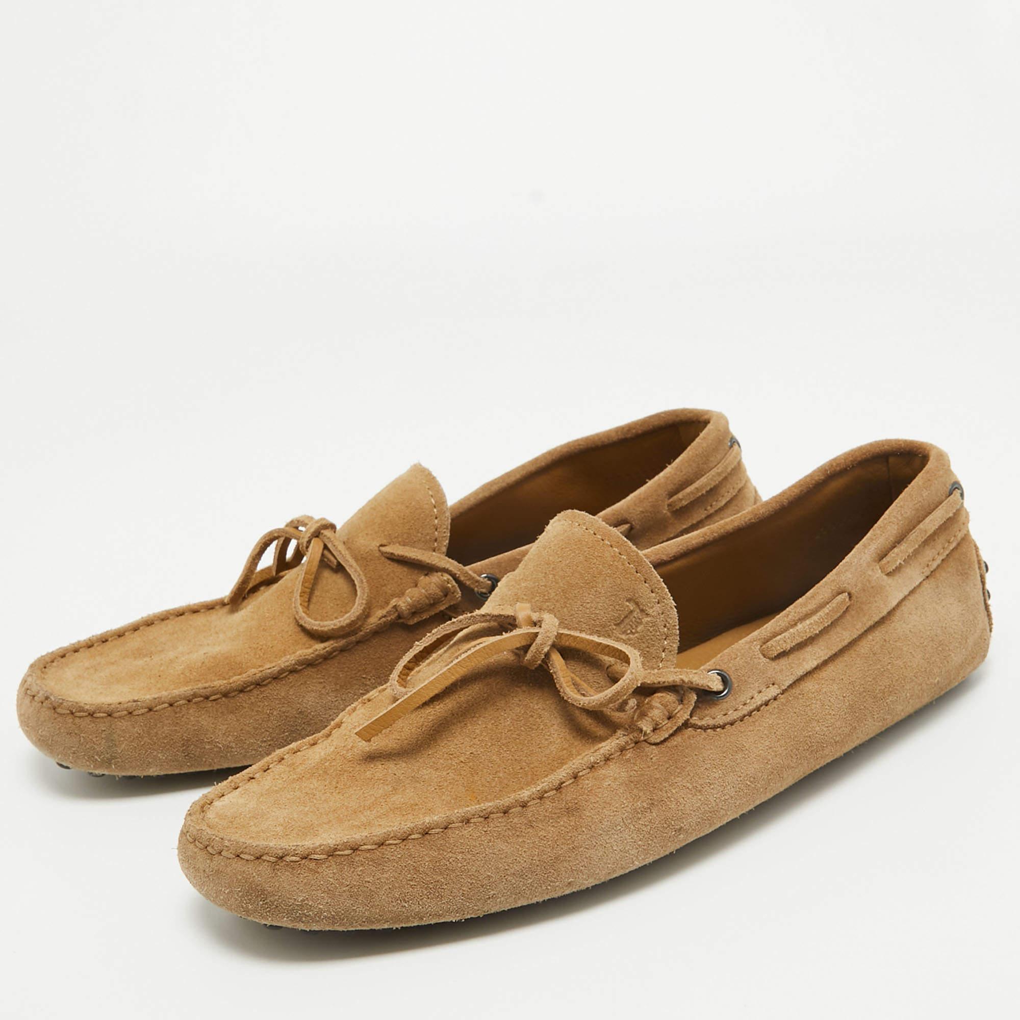 Tod's Light Brown Suede Braided Bow Loafers Size 42.5 For Sale 4