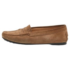 Tod's Light Brown Suede Slip On Loafers Size 35