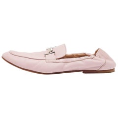 Tod's Light Purple Leather Double T Scrunch Loafers Size 40.5