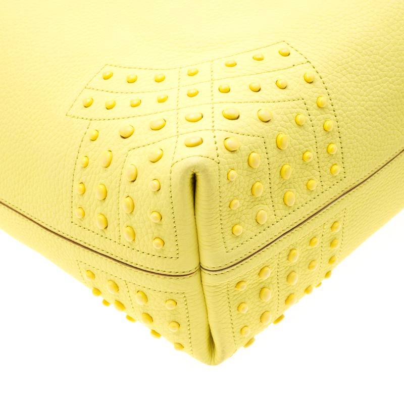 Tod's Light Yellow Leather Medium Wave Tote 7