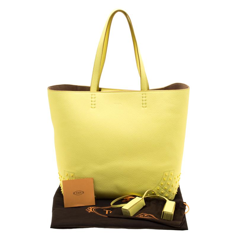 Tod's Light Yellow Leather Medium Wave Tote 8