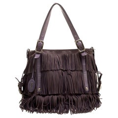Tod's Lilac Leather Fringe G Bag
