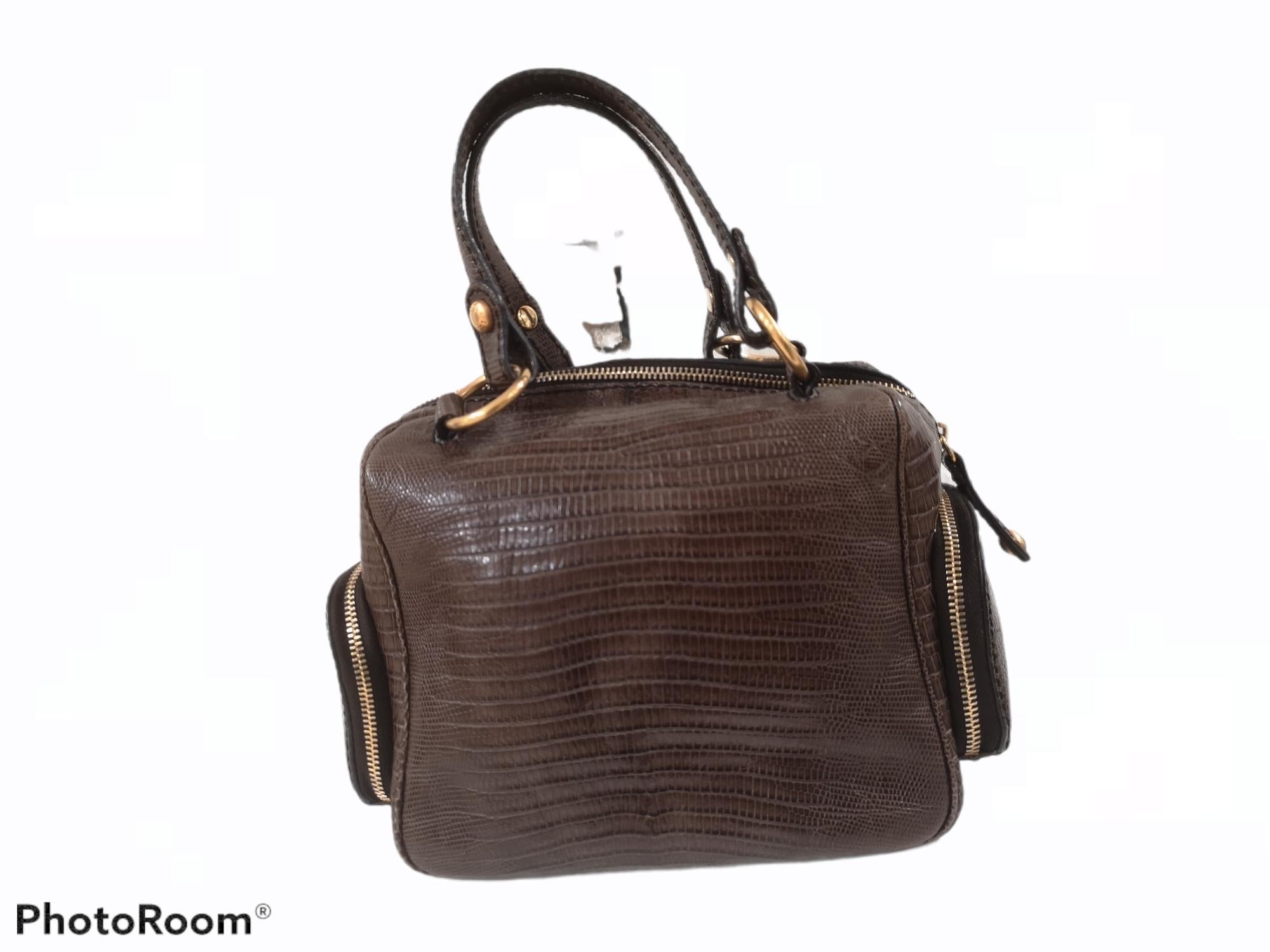 Women's or Men's Tod's Lizard gold tone hardware handle shoulder bag  For Sale