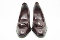 Tod's Maroon Leather High Heel with Tassels