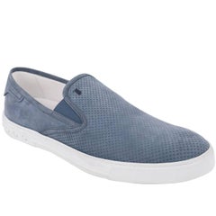 Tod's Men's Blue Perforated Suede Slip On Sneakers