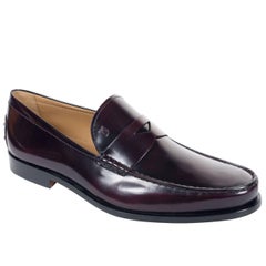 TOD'S Mens Burgundy Boston Polished Leather Penny Loafers
