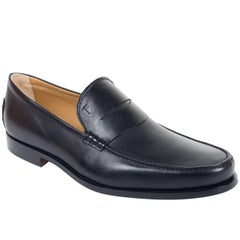 Tod's Men's Classic Matte Black Leather Penny Loafers