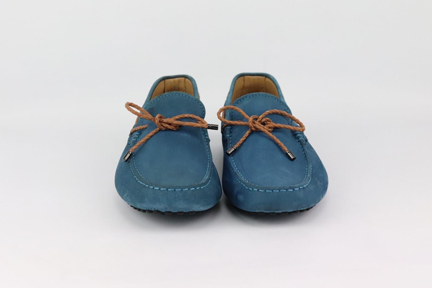 These 'Gommino' loafers by Tod’s are made by hand in Italy and features the brand's signature rubber pebble sole - offering comfort and maximum traction, this light-blue suede style is a contemporary alternative to classic black, and just as