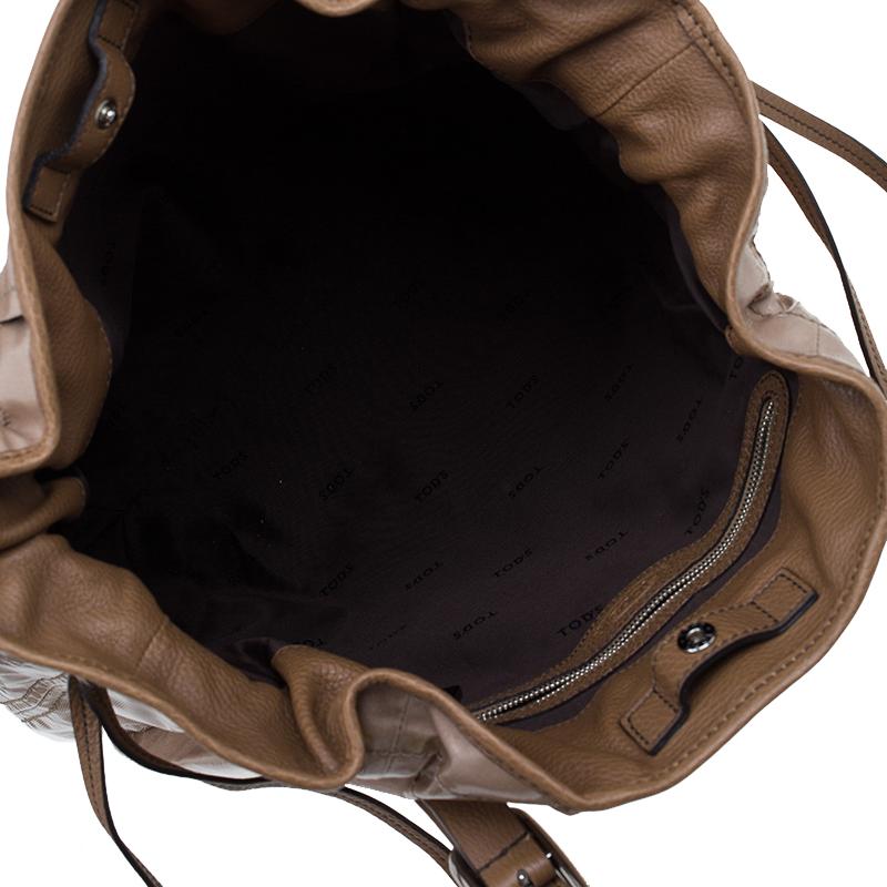 Tod’s Metallic Beige Coated Canvas G-Bag Easy Sacca Grande Tote For Sale 3