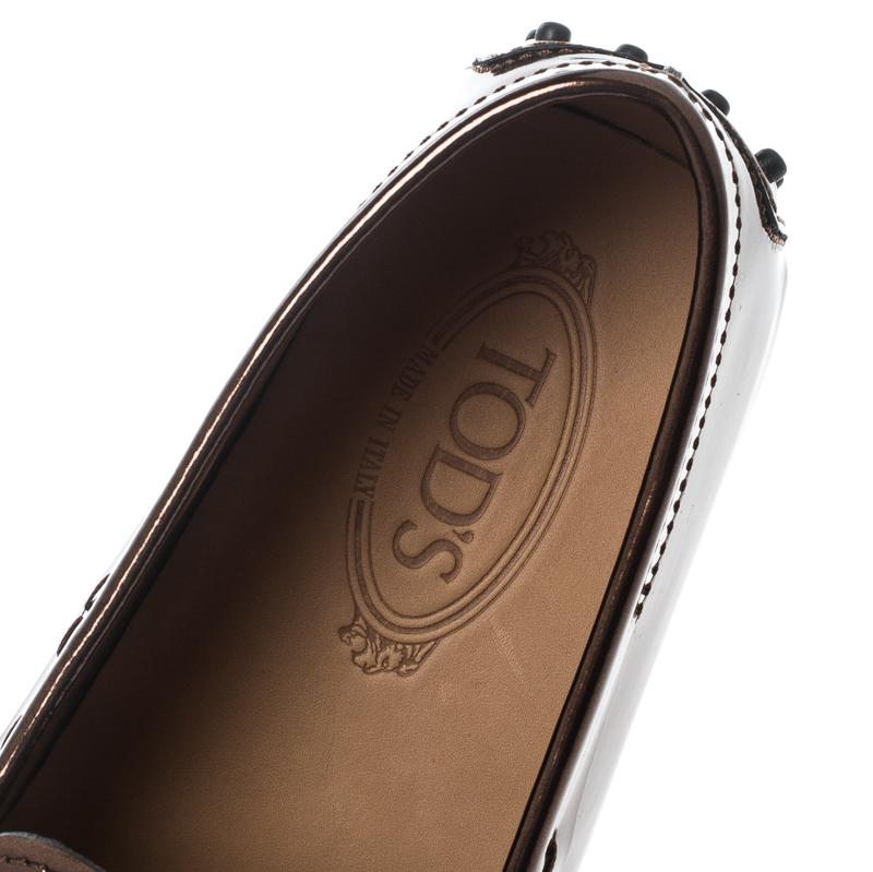 Tod's Metallic Bronze Leather Macro Clamp Loafers Size 42.5 2