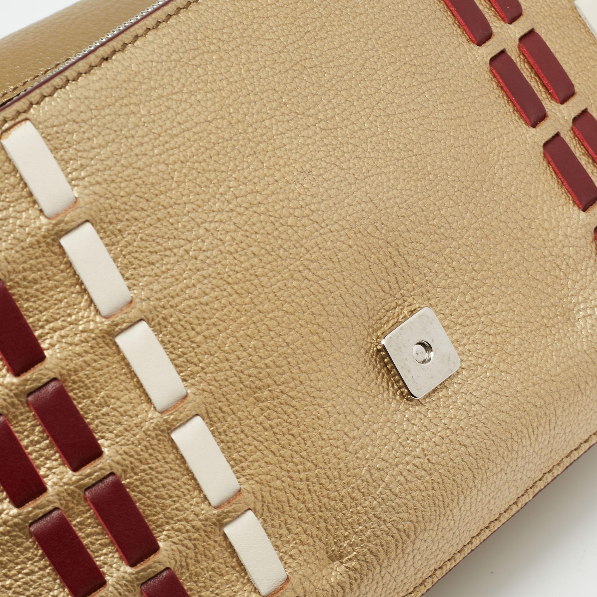 Tod's Metallic Gold Leather Double T Logo Flap Crossbody Bag 4