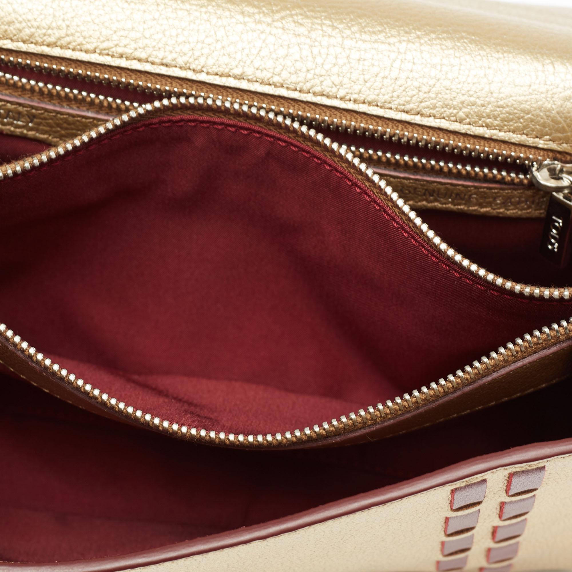 Tod's Metallic Gold Leather Double T Logo Flap Crossbody Bag 2