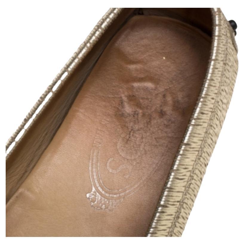 Women's Tod's Metallic Gold Leather Penny Loafers Size 35.5 For Sale