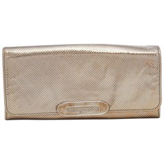 Tod's Metallic Gold Textured Leather Continental Wallet