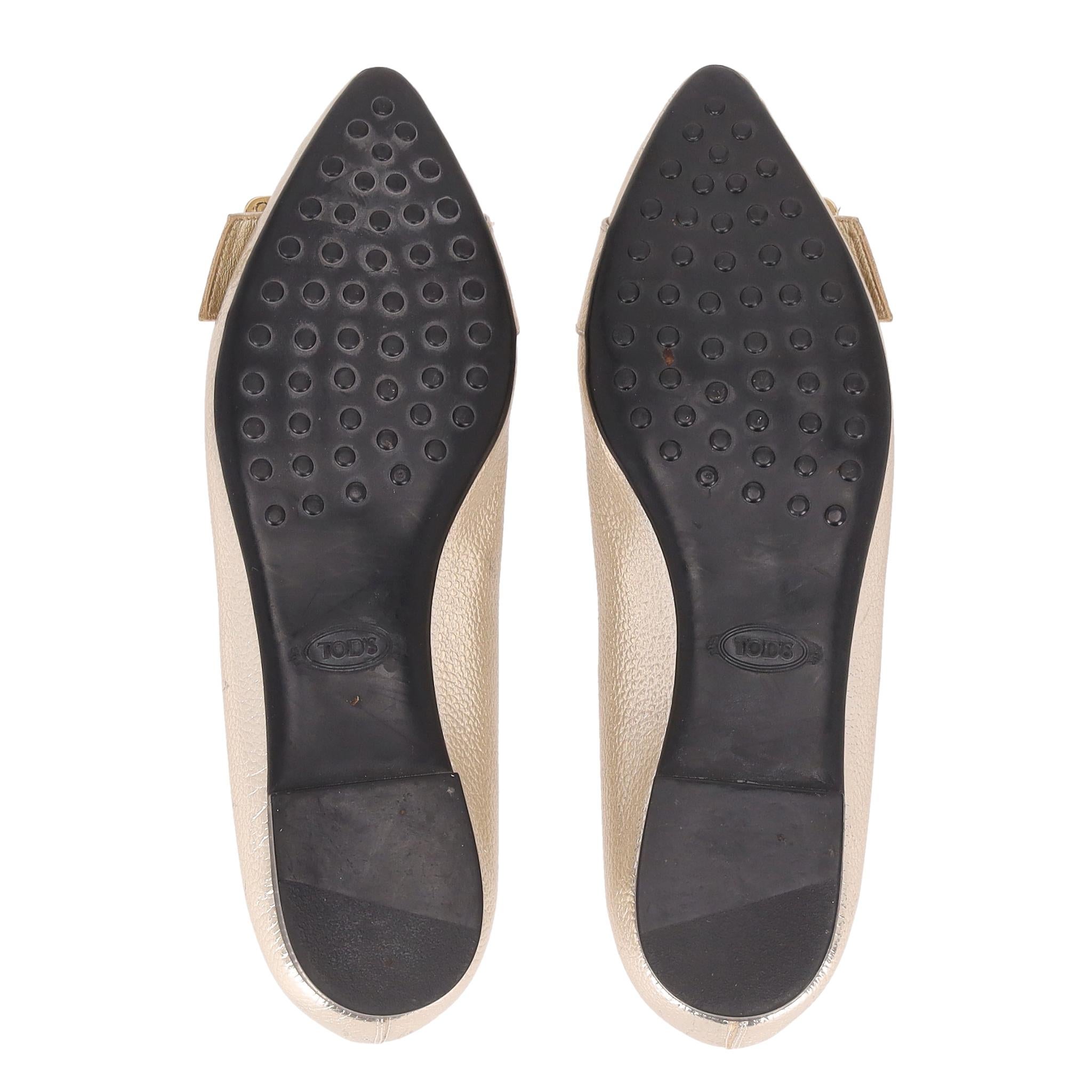 Donna Ballerine Tod's in pelle martellata metallizzata in vendita