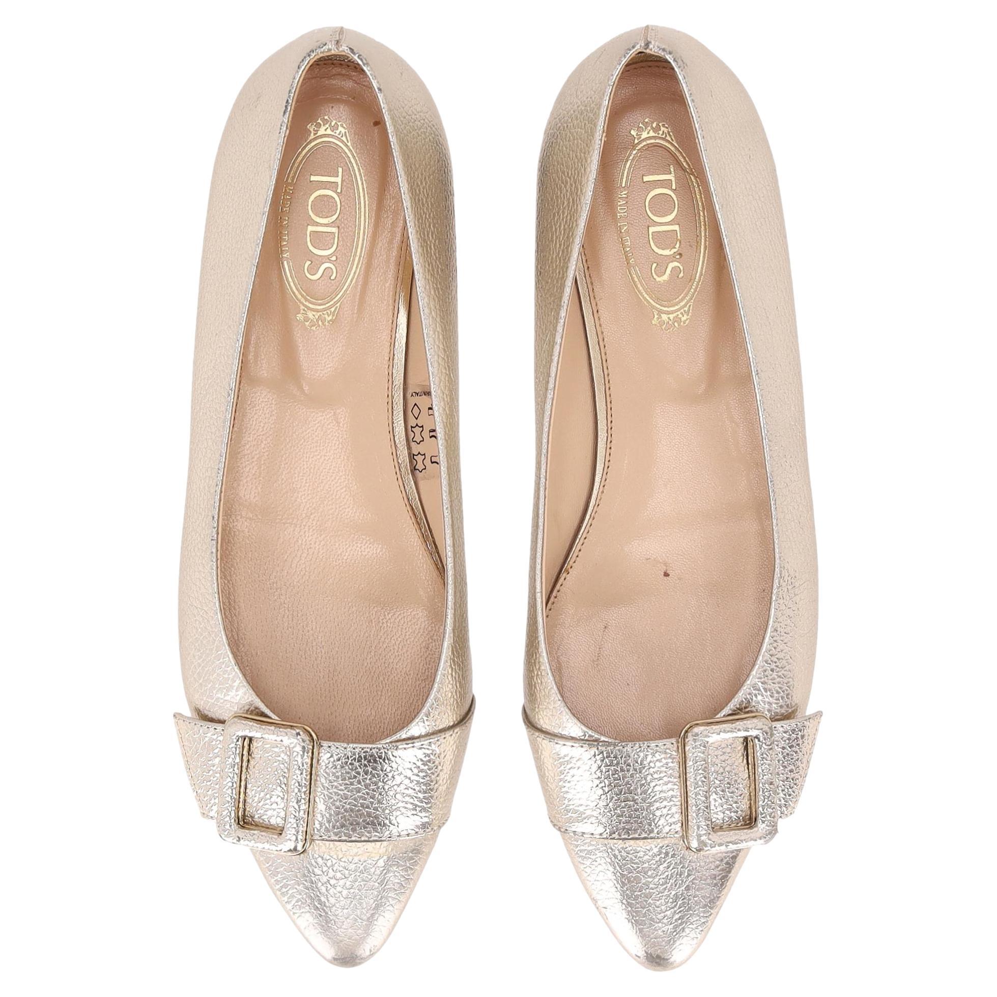 Ballerine Tod's in pelle martellata metallizzata in vendita