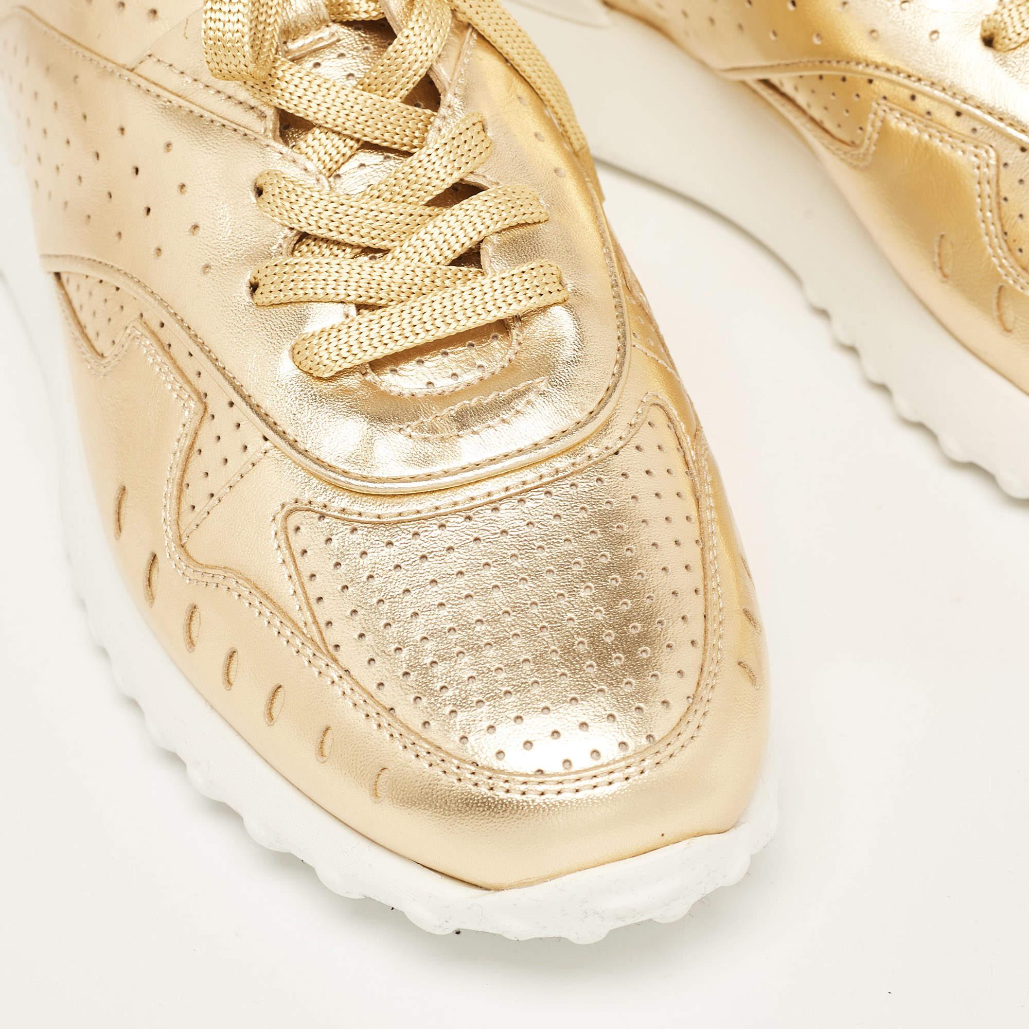 Tod's Zapatillas bajas perforadas de piel metalizada Talla 39.5 en venta 1
