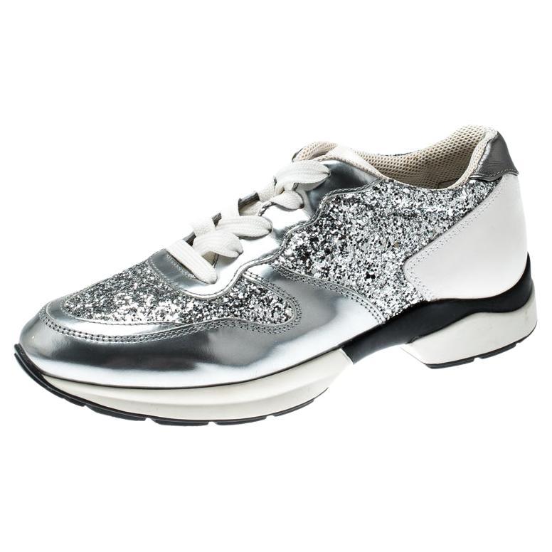 tods silver sneakers