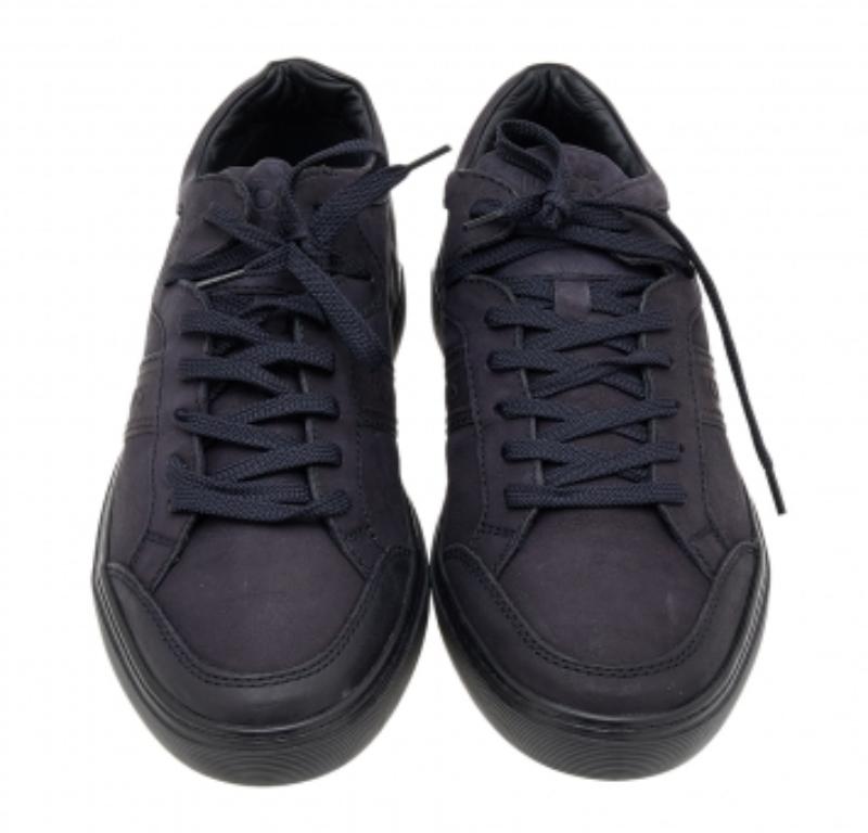 Black Tod's Midnight Blue Leather Low Top Sneakers Size 41.5