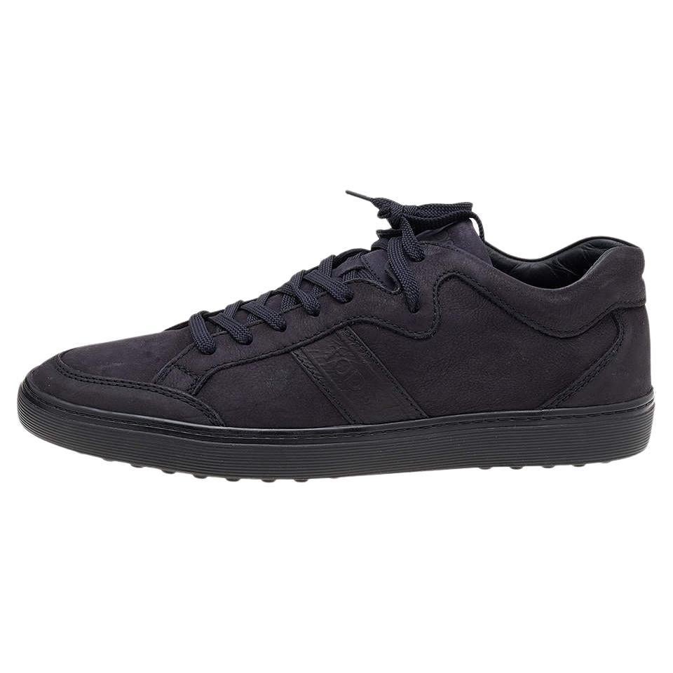 Tod's Midnight Blue Leather Low Top Sneakers Size 41.5 For Sale