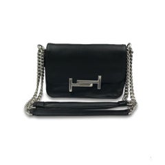 Tod's Mini Double T Shoulder Bag Black Ladies Handbag XBWAMUB0101