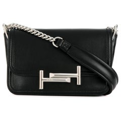 Tod's Mini Double T Shoulder Bag Black Ladies Handbag XBWAMUB0101