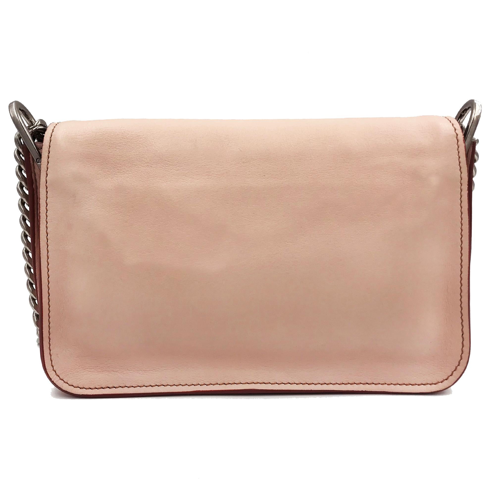 Brown Tod's Pink Leather Mini Double T Ladies Shoulder Bag For Sale